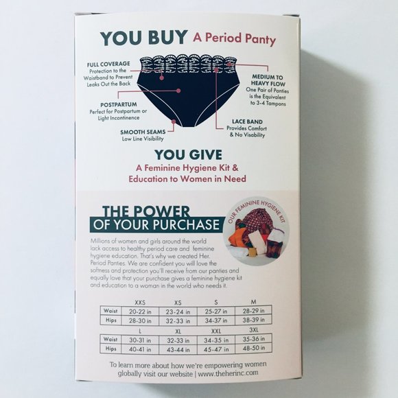 The Her. Inc XL Black Period Panties Maya Machine Washable Women's Underwear - Picture 2 of 16